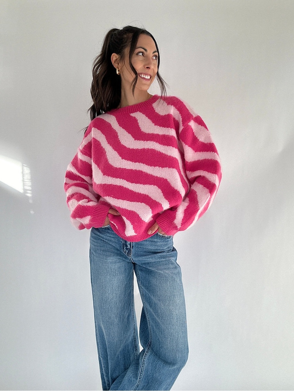 Mood Swing Oversized Sweater - Pink